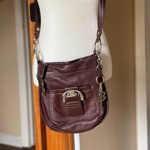 B Makowsky Purse Dark Brick Pebble Leather Crossbody Shoulder Bag